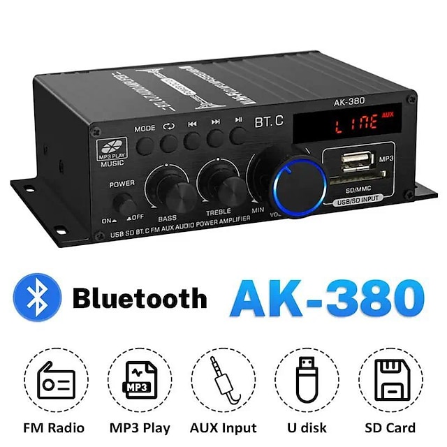  جودة عالية 1 مجموعة 800 واط 2 قناة bt البسيطة hifi مكبر كهربائي صوت ستيريو أمبير سيارة المنزل fm