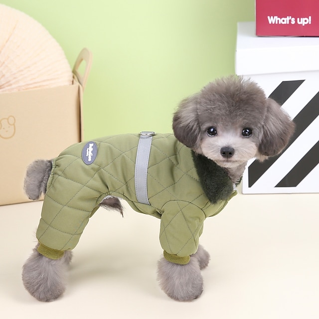  Pet clothes Small dog cotton-padded teddy thicker than bear and cashmere autumn and winter can pull four legs cotton-padded winter clothing