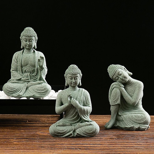  statuie lui Buddha - perfectă pentru grădina zen, acvariu cu pești, yoga, bonsai și multe altele - decor spiritual feng shui și ornamente pentru om de ceai norocos