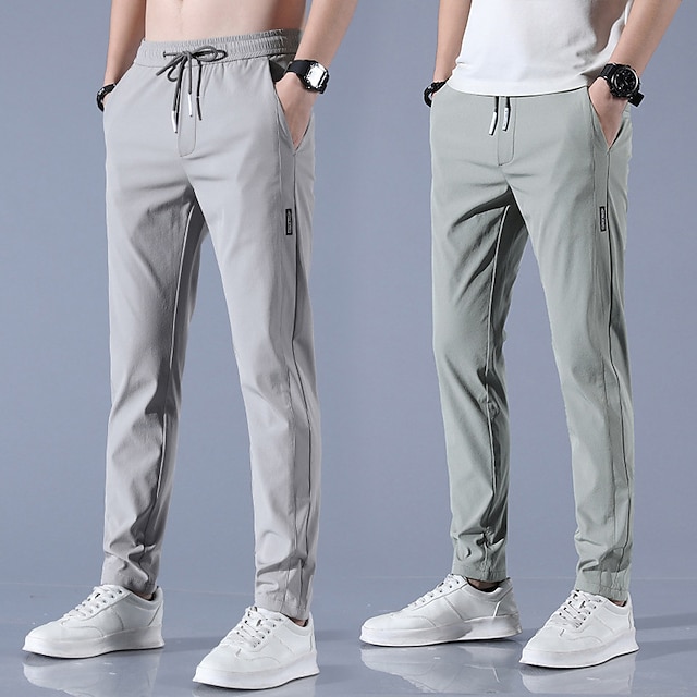 Men's Trousers Casual Pants Stretch Pants Pocket Plain Comfort ...