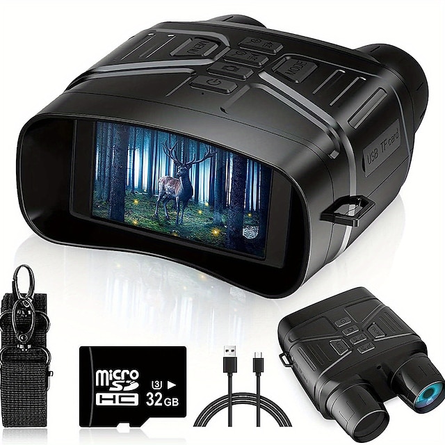  4KB Night Vision Goggles - 4K Night Vision Binoculars 3'' Large Screen Binoculars Can Save Photo And Video With 32GB Memory Card & Rechargeable Lithium Battery