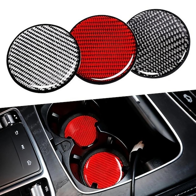  atualize o interior do seu carro com estes estilosos porta-copos com estampa de fibra de carbono!