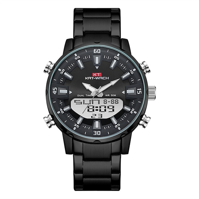  kat-wach orologi da uomo orologio elettronico sportivo multifunzionale con cinturino in acciaio inossidabile di moda di marca originale