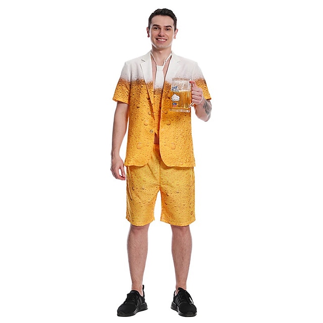  Karneval Pivo Oktoberfest Kostým Obleky a blejzry Tričko s krátkým rukávem Oktoberfest / pivo němčina Mnichov Louky Pánské Tradiční Styl Tkanina Vrchní deska Kraťasy