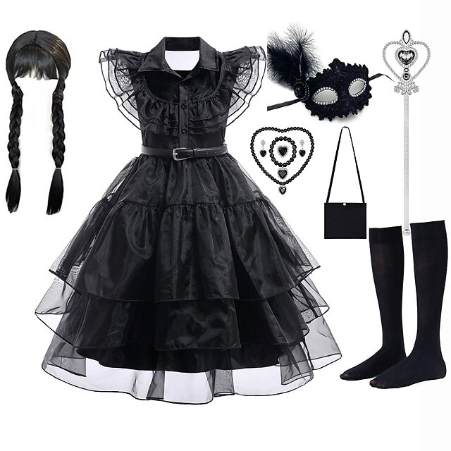 Wednesday Addams Addams family Wednesday Dress Masquerade Girls' Movie ...