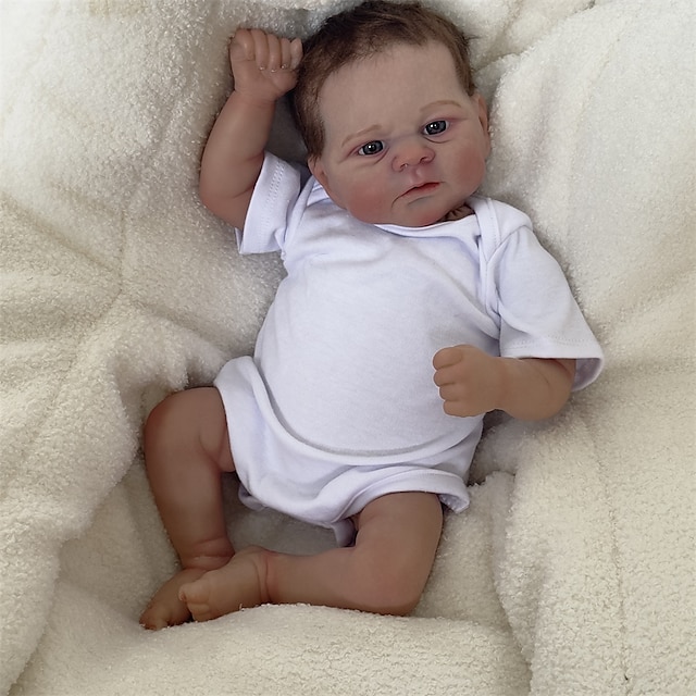  19 Zoll bereits bemalte, fertige wiedergeborene Babypuppe Elijah Wake Neugeborenes, Größe 3D-Haut, sichtbare Adern, Kunstpuppe zum Sammeln