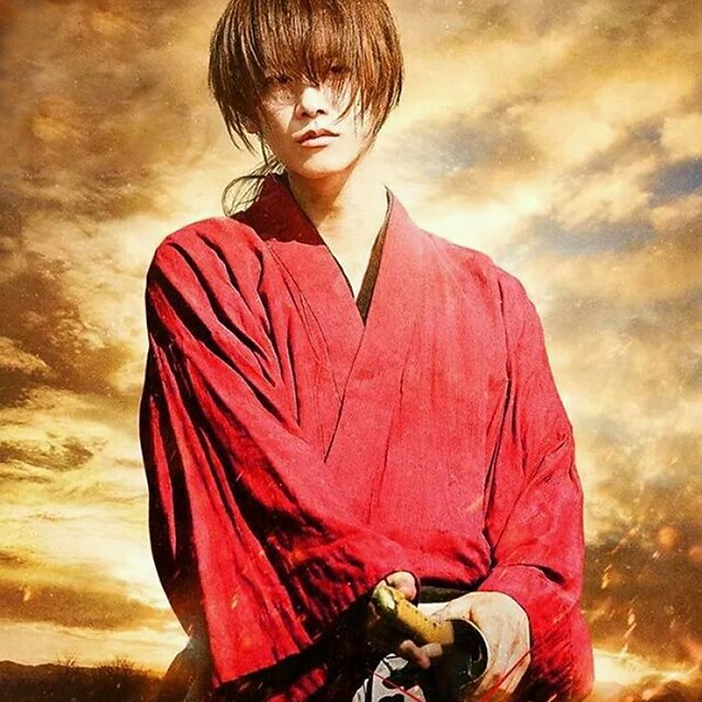 Anime Himura Kenshin Cosplay Costume Red Top White Culotte