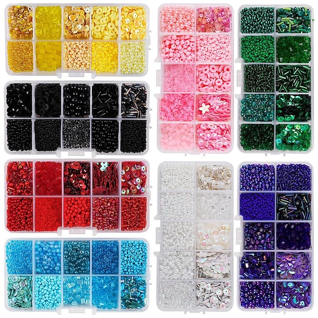  Porous Glass Rice Beads Sequins Imitation Pearl Mixed Set Diy Necklace Bracelet Beaded Jewelry Accessories