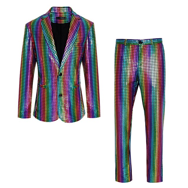 Disco 1980s Pants Outfits Suits & Blazers Lapel Collar Blazer Disco Men ...