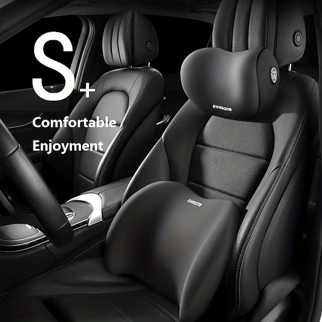  Car Seat Headrest Back Support Pad Soft Memory Cotton Neck Pillow Car Interior Accessories Universal Lumbar Cushion
