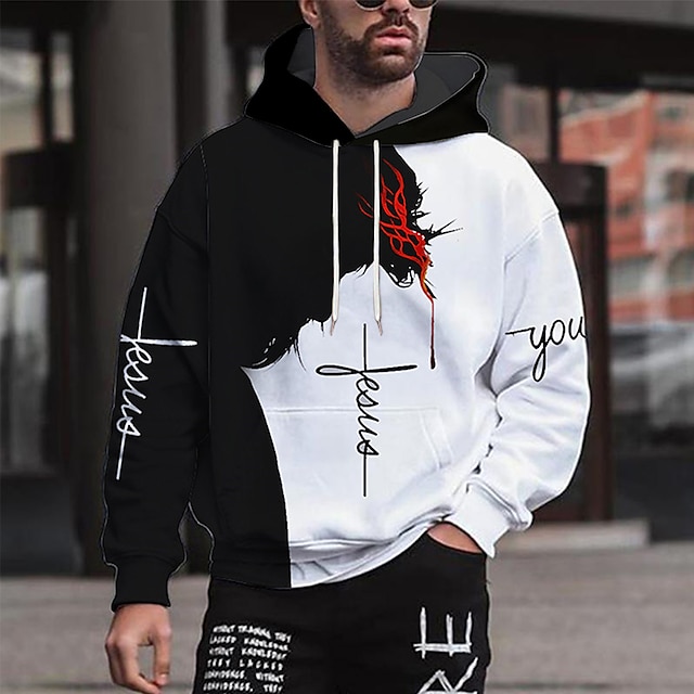  Men's Graphic Animal Hoodie Hoodies Sweatshirt Hoodie Long Sleeve Hooded Sweatshirt Hooded Streetwear 3D Print Sports & Outdoor Daily Black And White Light Khaki. Print Spring &  Fall Designer