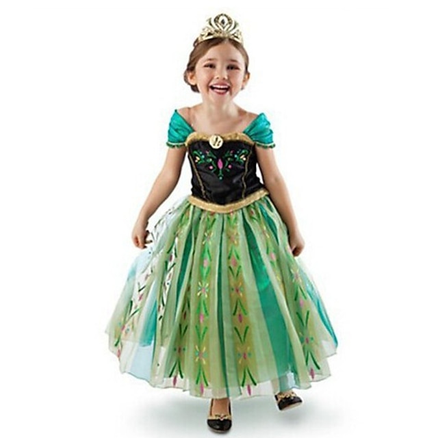  Frozen Conto de Fadas Princesa Anna Vestido da menina de flor Fantasia de festa temática vestidos de tule Para Meninas Cosplay filme Fantasias Dia Das Bruxas Verde Dia Das Bruxas Carnaval Baile de