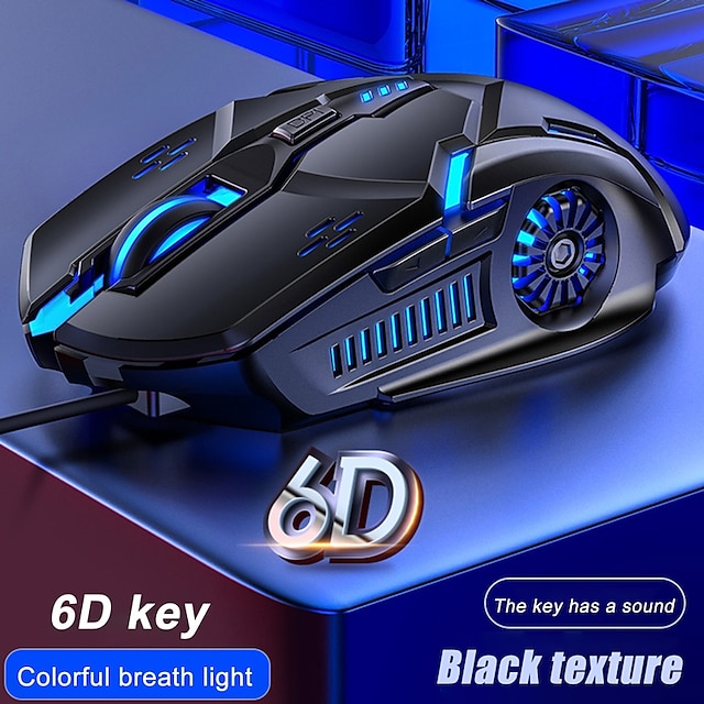  игровая мышь с низким уровнем шума, 7 цветов, подсветка, 6 клавиш, противоскользящая механическая мышь, USB проводная игровая мышь для ПК и ноутбуков