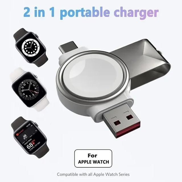 Bezprzewodowa ładowarka USB do zegarka magnetycznego 2 w 1 do Apple iwatch series 8 ultra 7 se 6 5 4 3 2