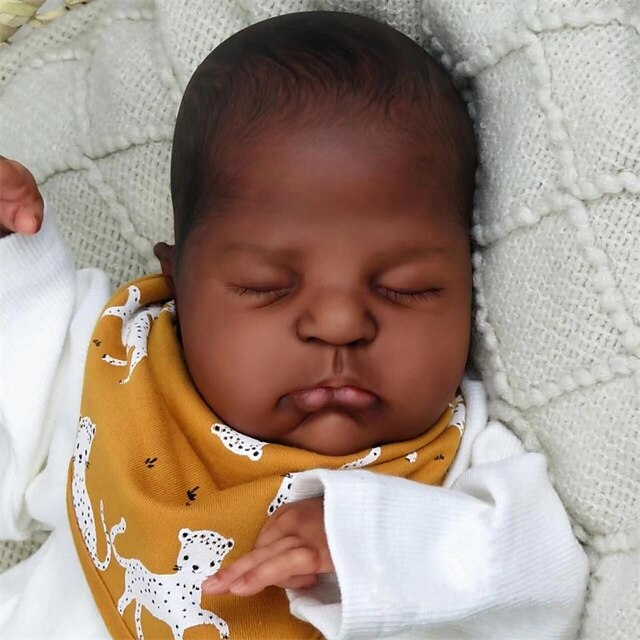  20 hüvelykes már festett kész újjászületett baba baba sötétbarna bőrben remi alvó baba 3D festmény látható erekkel