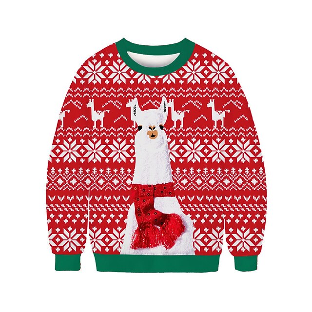  Karácsony Alpaka Pullover Vicces karácsonyi pulóver Állat minta 3D nyomtatás 3D Grafikus Kompatibilitás Páros Férfi Női Felnőttek Karácsony 3D nyomtatás Parti Fesztivál