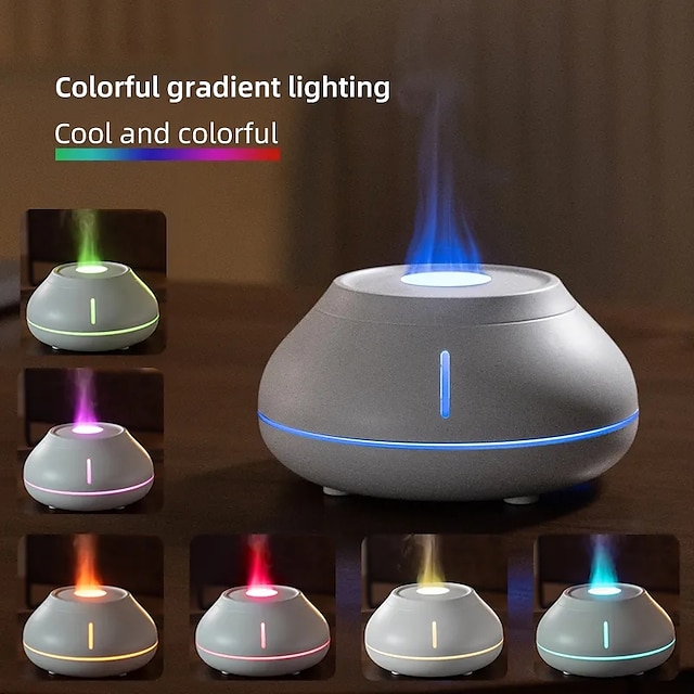  Humidificador de aire creativo de escritorio con difusor de llama de simulación colorida