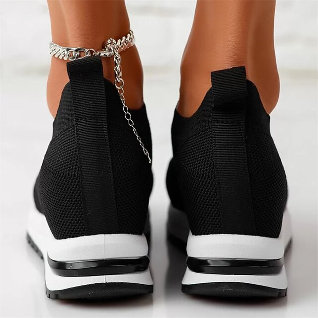 Women's White Slip-On Knit Sneakers - Lightweight and Breathable for Everyday Comfort, Perfect