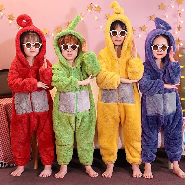  alien teletubbies cosplay kostume kigurumi pyjamas onesies børns drenge piges cosplay fest / aften halloween karneval maskerade let halloween kostumer mardi gras