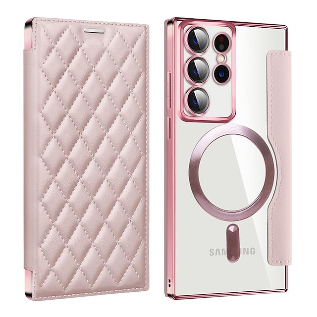  Phone Case For Samsung Galaxy S23 Ultra Plus S23 Magnetic Adsorption With Magsafe Plating Magnetic Full Body Protective TPU PU Leather