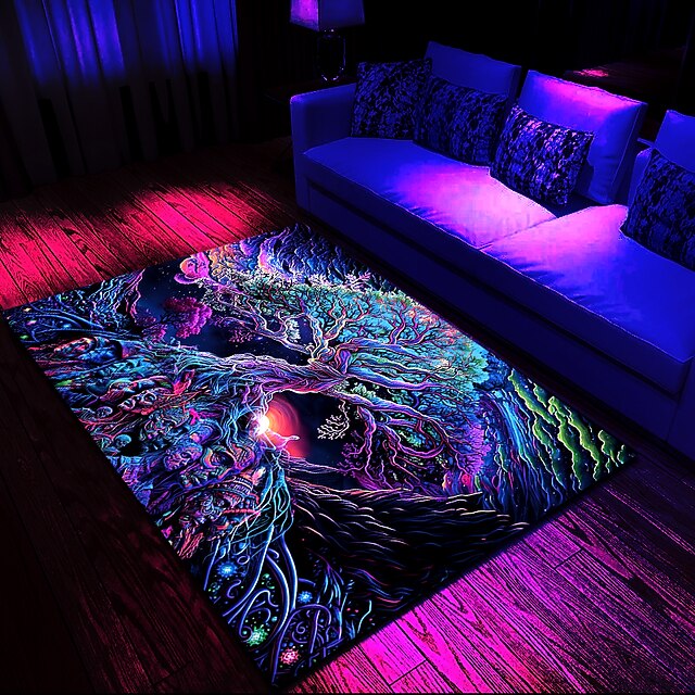Tree of Life Blacklight Rug Carpet Floor Mat UV Reactive Glow in the ...