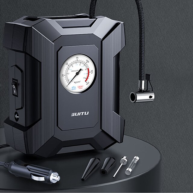  compresor de aer portabil pentru umflator de anvelope, pompă de aer 12v dc pentru anvelope auto cu manometru digital de 150 psi și lumină LED de urgență, pompă de anvelope pentru mașină, bicicletă,