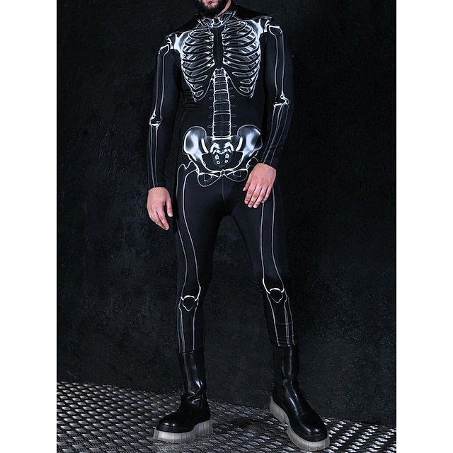  Skull Skeleton Carnival Costume Full Body Suit Cosplay Costume Bodysuits Halloween Group Couples Costumes Kid's Adults' Men's Women's Scary Costume Halloween Carnival Masquerade Easy Carnival Costume