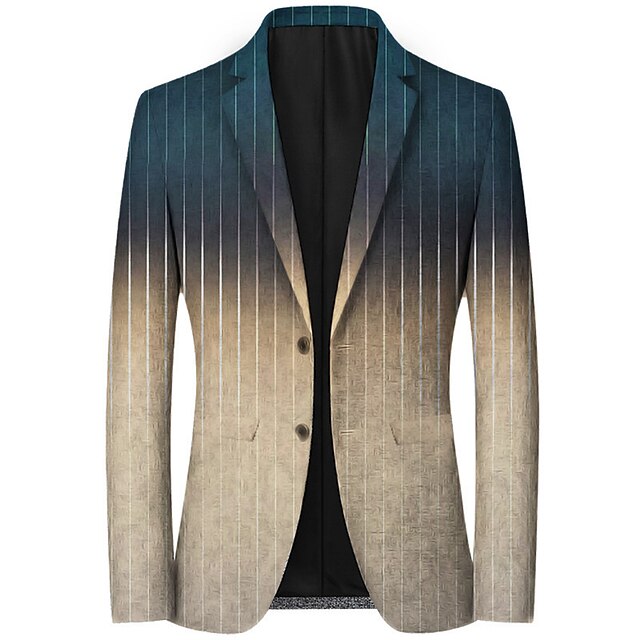 Men's Stripe Graphic Prints Gradual Long Sleeve Turndown Fashion Streetwear Business Work Wear to work Going out Buttons Print4