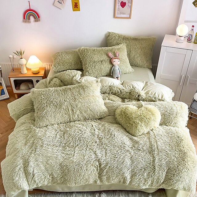 LongHaired Mink Velvet Duvet Cover Solid Color Crystal Velvet Plush