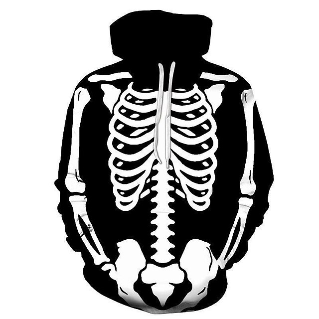 Halloween Skull Skeleton Hoodie Print 3D Front Pocket Graphic For Couple's Men's Women's Adults' Halloween Carnival Masquerade 3D Print Vacation Halloween3