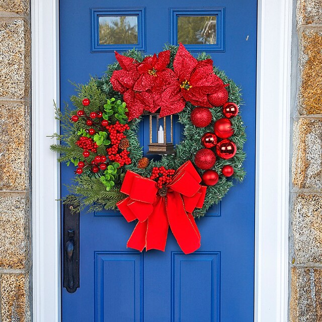 Large Artificial Christmas Wreaths with Light for Front Door, Xmas