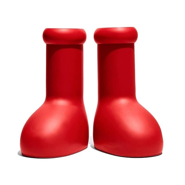  التمهيد الأحمر الكبير استرو بوي لعبة أزياء أحذية أحذية للجنسين أحذية مطاطية الرجال النساء التمهيد أنيمي الإبداعية أحذية حمراء كبيرة تمطر المياه اليوم
