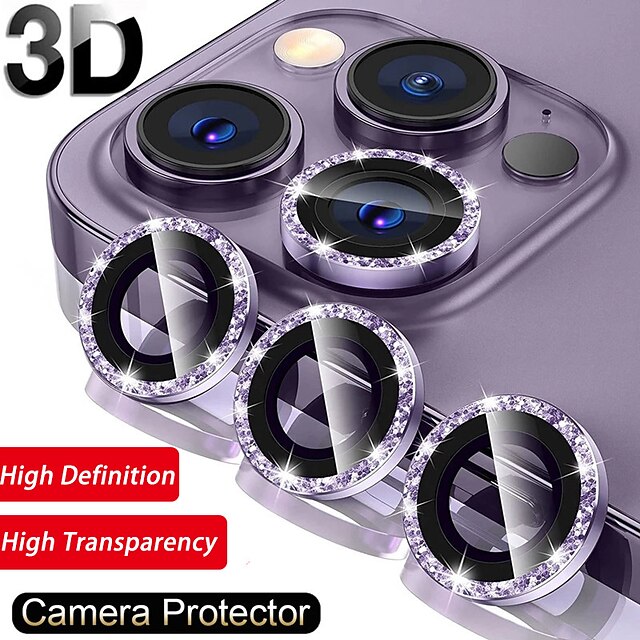  1 Set Camera Lens Protector For Apple iPhone 15 Pro Max Plus iPhone 14 Pro Max Plus 13 12 Mini 11 Pro Max SE X XR XS Max 8 7 Plus Tempered Glass 9H Hardness Anti-Fingerprint High Definition Diamond