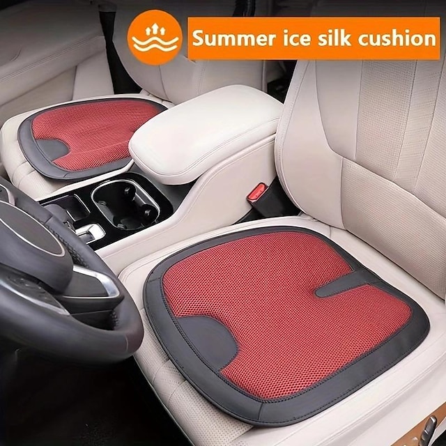  Ice Silk Car Seat Cushion Summer Breathable Heat Dissipation Memory Foam Mesh Cushion Non-slip Tie-free Universal Seat Cover Car Interior