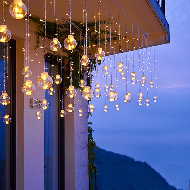  太陽光発電 LED ウィッシングボールストリングライト妖精柔軟な銅線ストリングカーテンライト庭の庭の休日クリスマスパーティーカラフルな装飾照明