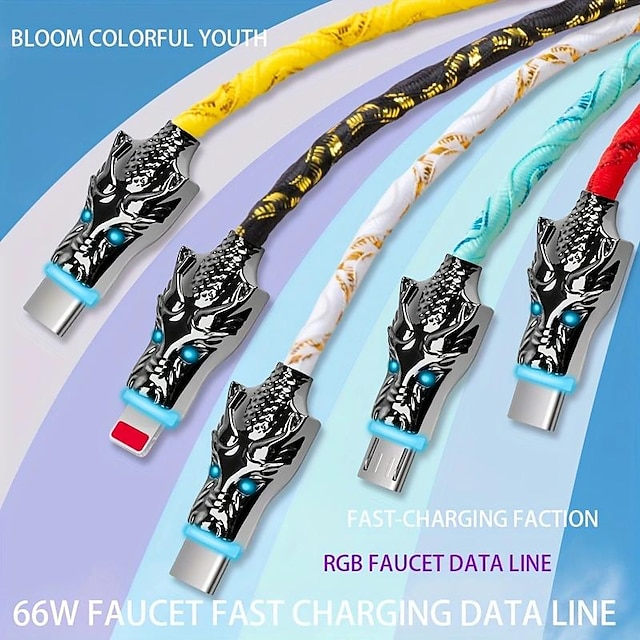  1 st USB C-kabel Lightning kabel USB 3.0-kabel 66W 3,3 fot 6,6 fot USB A till USB C USB A till USB B USB A till Lightning 5 A Laddningskabel Snabbladdning Hög dataöverföring Nylon flätad Hållbar Lätt