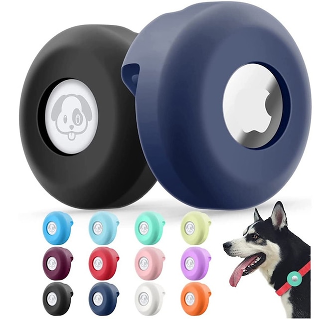  Airtag Dog Collar Holder , Silicone Waterproof Protective Air Tag Cat Collar Cover, Anti-Lost Locator Case for Apple Airtags Compatible with Pet Collars Loop Dogs Cats & Pets Accessories