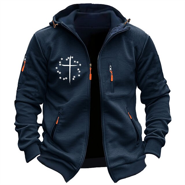 Men's Graphic Prints Cross Hoodies Long Sleeve Sweatshirts  Hooded Fashion Daily Vacation Going out Spring &  Fall Dark Blue Dark Gray Clothing Apparel Designer S M L XL 2XL 3XL3