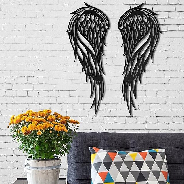 Metal Angel Wings Wall Decor, 3D Hanging Metal Angel Wings Wall Art