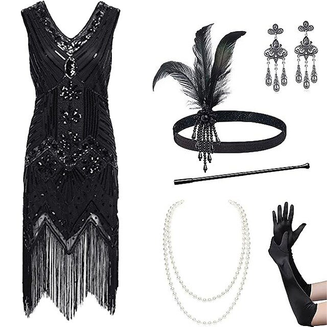 Retro Vintage Roaring 20s 1920s Flapper Dress Dress Cosplay Costume ...