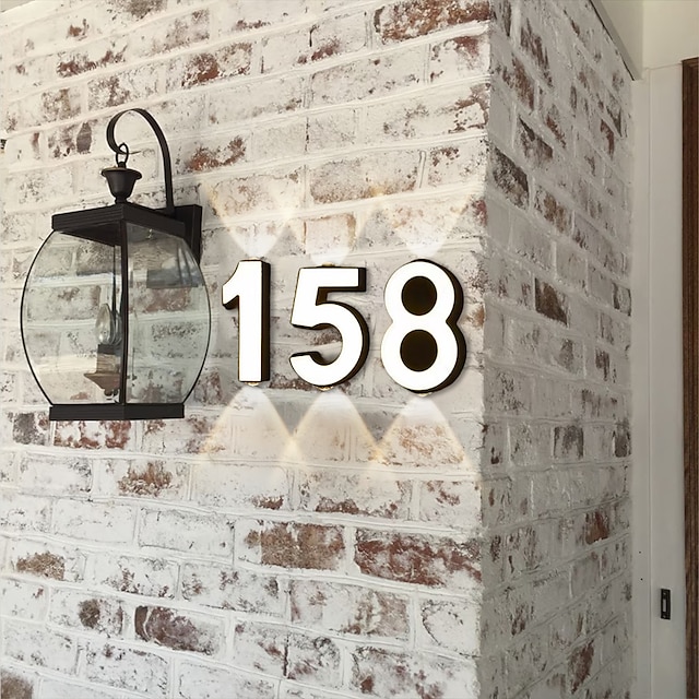  números de casa led luz de pared exterior ip65 impermeable led número de dirección de casa flotante acero inoxidable números de casa grandes y modernos para exterior, patio, calle 110-240v