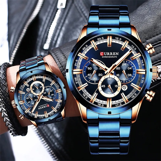  Reloj curren para hombre, relojes de cuarzo deportivos de lujo de marca superior para hombre, reloj de pulsera cronógrafo resistente al agua de acero completo, reloj masculino