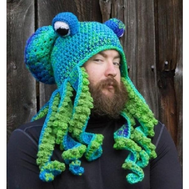  Adult Halloween Party Funny Tricky Headgear Hand-Made Octopus Shape Octopus Hat