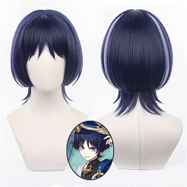  Genshin Impact Scaramouche Cosplay Wig Carnival Custum Party Wig for Adult