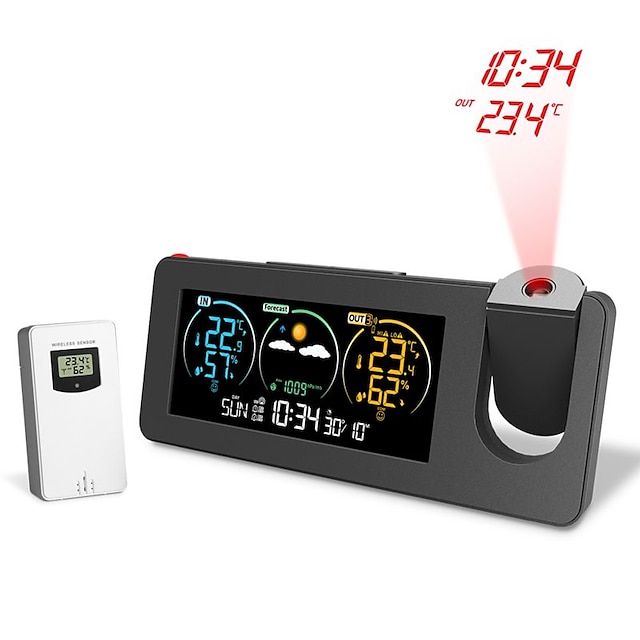  Electronic Projection Clock Perpetual Calendar Weather Station Weather Forecast Temperature And humidity Color Screen Digital alarm Clock