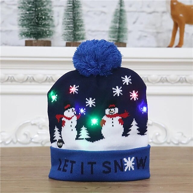  Căciula de Crăciun luminoasă căciulă tricotată cu LED-uri design drăguț de desene animate 3 moduri de flash moale elastic dimensiune universală pentru petrecerile de iarnă de Crăciun și Anul Nou