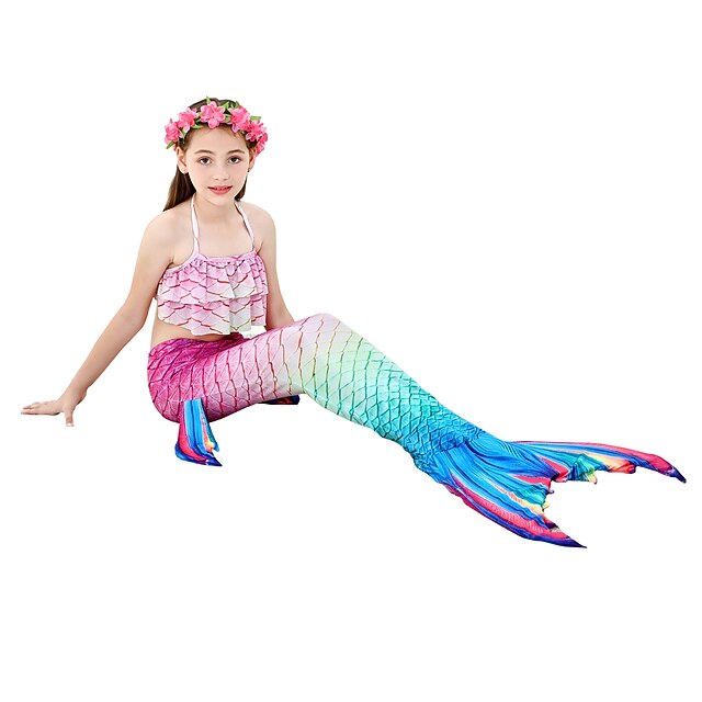 The Little Mermaid Ariel Mermaid Tails Swimwear Bikini Swimsuits Girls' Movie Cosplay Holiday RedYellow Blue