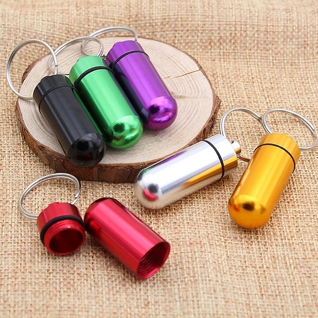  přívěsek na klíče na lahvičku mini pilulky - voděodolný kovový přívěsek na klíče - přenosný &zesilovač; kreativní módní klíčenka