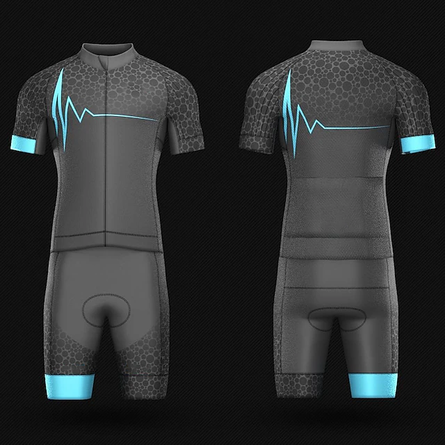 Men's Cycling Jersey with Bib Shorts Short Sleeve Mountain Bike MTB Road Bike Cycling Yellow Red Blue Graphic Bike Clothing Suit 3D Pad Breathable Quick Dry Back Pocket Polyester Spandex Sports 6