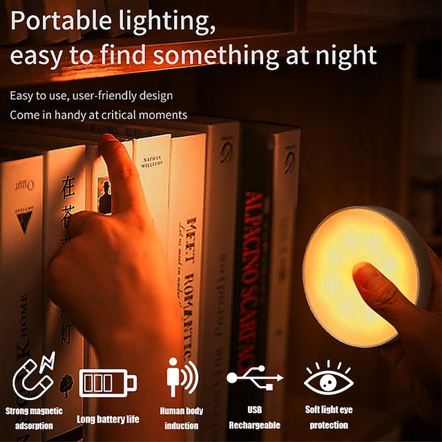  Wireless Motion Sensing Wall Light Charging Night Light Night Automatic Sensing Light Kitchen Bedroom Decorative Light